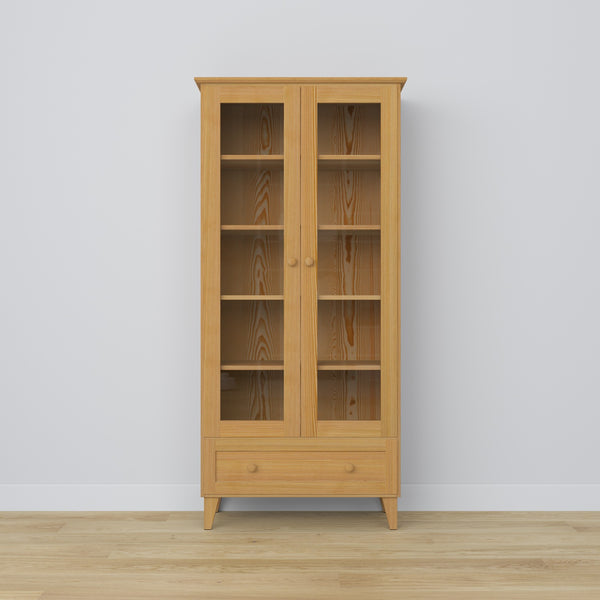 Display cabinet with drawer pine natural pine 90 cm – living room, Scandinavian style Nizio