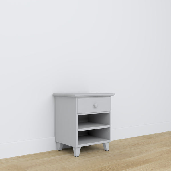 Bedside table N02 grey – wooden, front view, Nizio Home