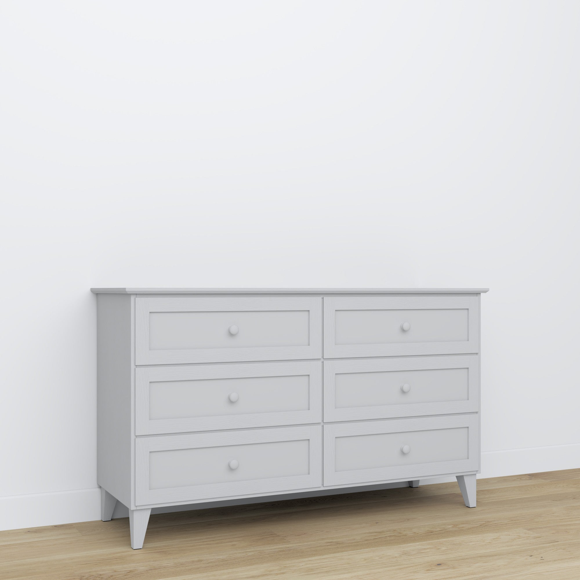 Chest of drawers 6S grey – wooden, closed drawers, front view, Nizio