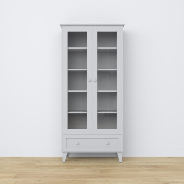 Display cabinet with drawer wooden grey 90 cm – living room, Scandinavian style Nizio