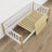 Sofa bed wooden white with oak – angled view, Scandinavian style