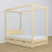 Wooden clear pine canopy bed in a child’s room – scandi arrangement