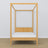 Wooden natural pine canopy bed – close-up of canopy and headboard