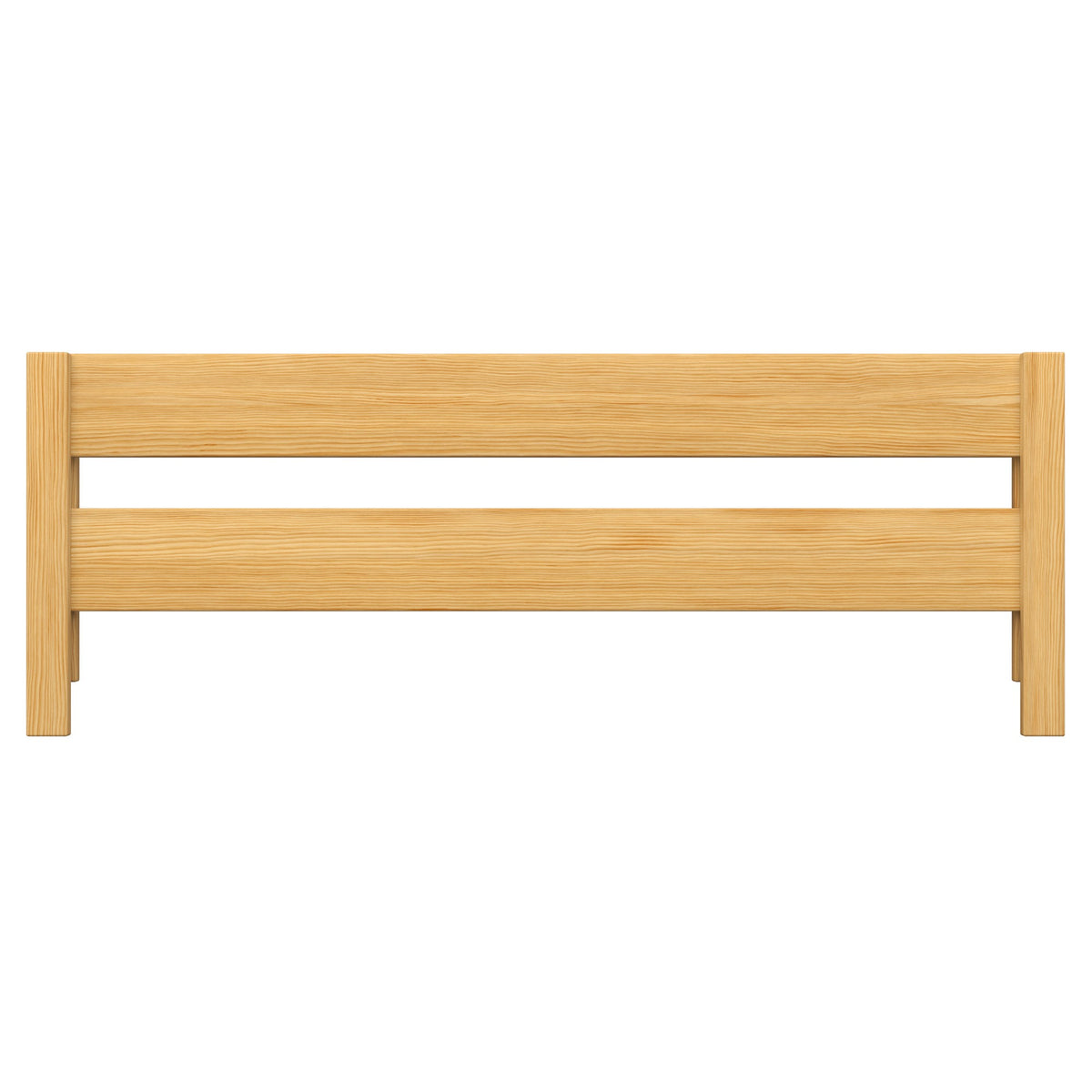 Children’s bed safety rail natural pine – side view, wooden