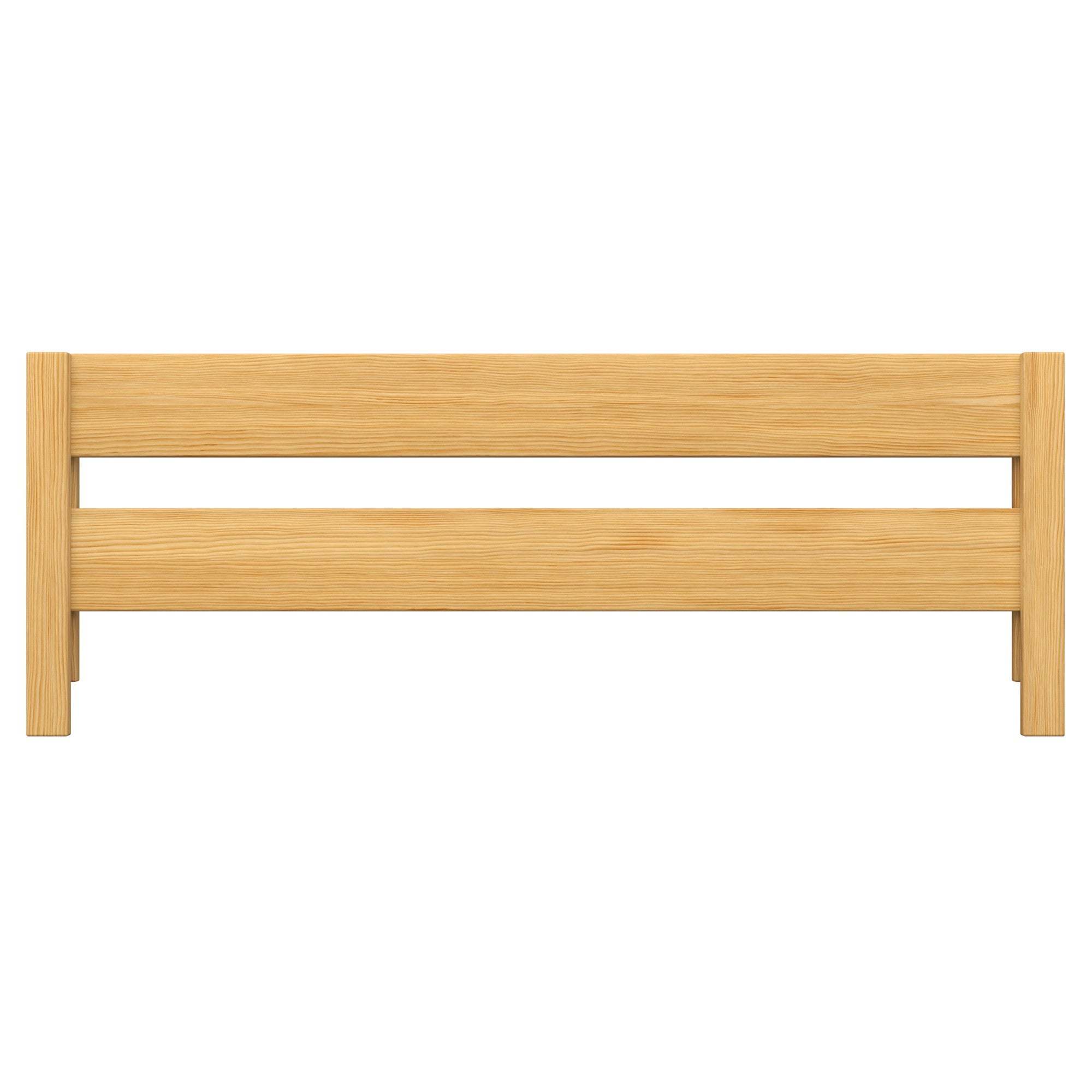 Children’s bed safety rail natural pine – side view, wooden