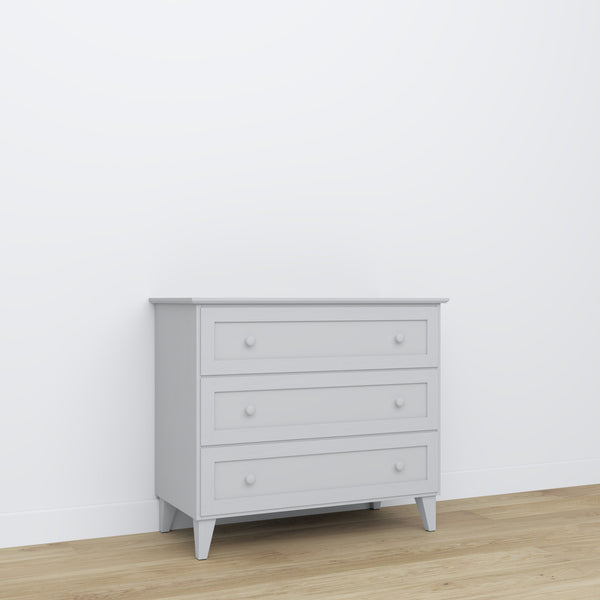 Chest of drawers 3S grey – wooden, closed drawers, front view, Nizio