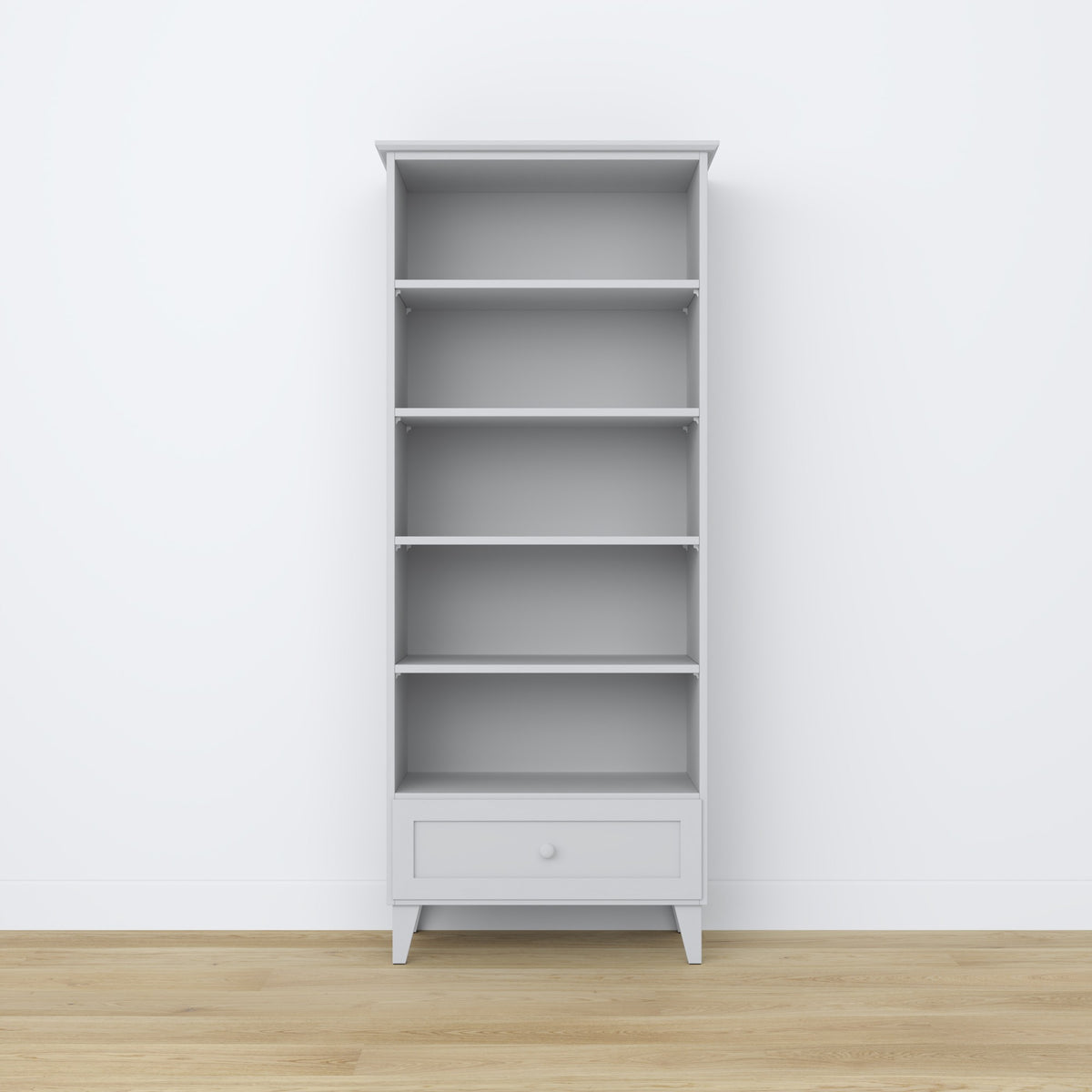 Bookcase with drawer wooden grey 80 cm – living room and office, Scandinavian style