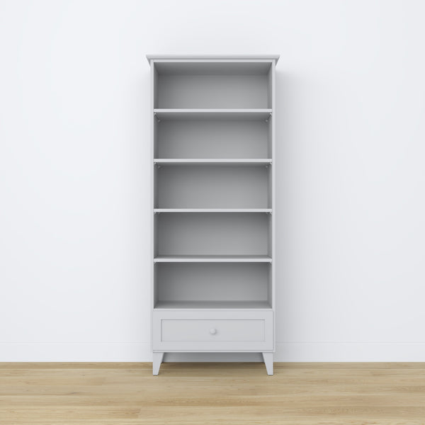Bookcase with drawer wooden grey 80 cm – living room and office, Scandinavian style