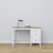 Desk 3S wooden white with oak – open drawers, document storage compartments