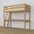 Loft bed natural oak – oak desk under the sleeping area, scandi children’s room