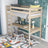 Loft bed bleached oak – oak desk under the sleeping area, scandi children’s room