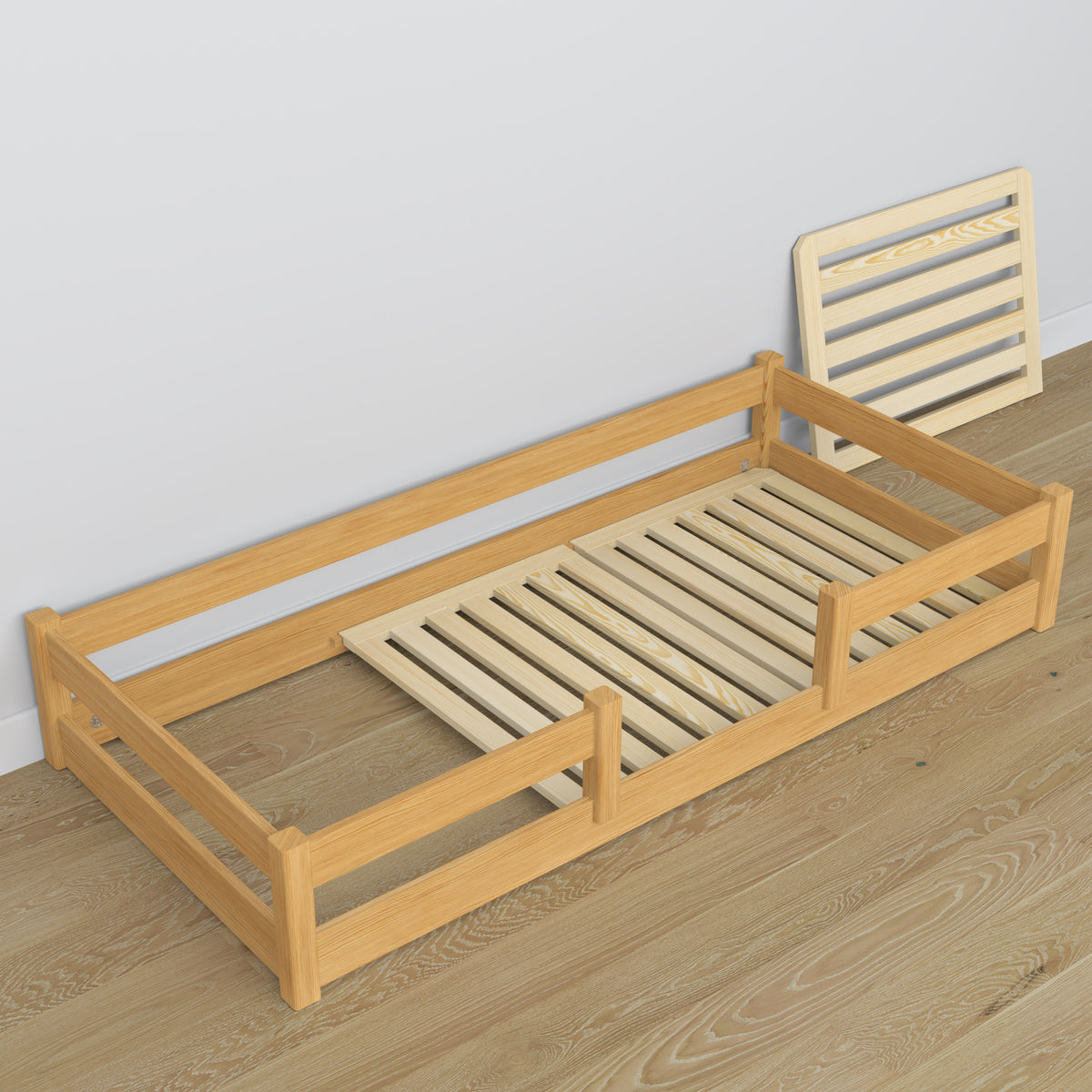 Low Bed Natural Pine Wooden – Dimensions and Diagram, Nizio