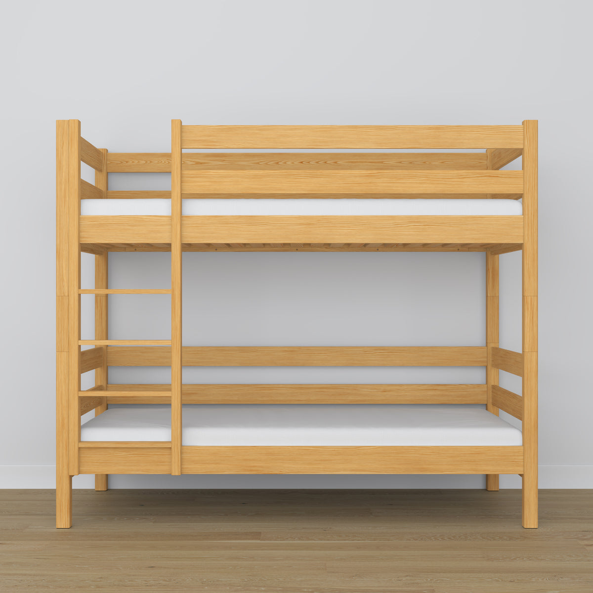 Natural Pine Wooden Bunk Bed – Slatted Frame, Durable Joinery Joints