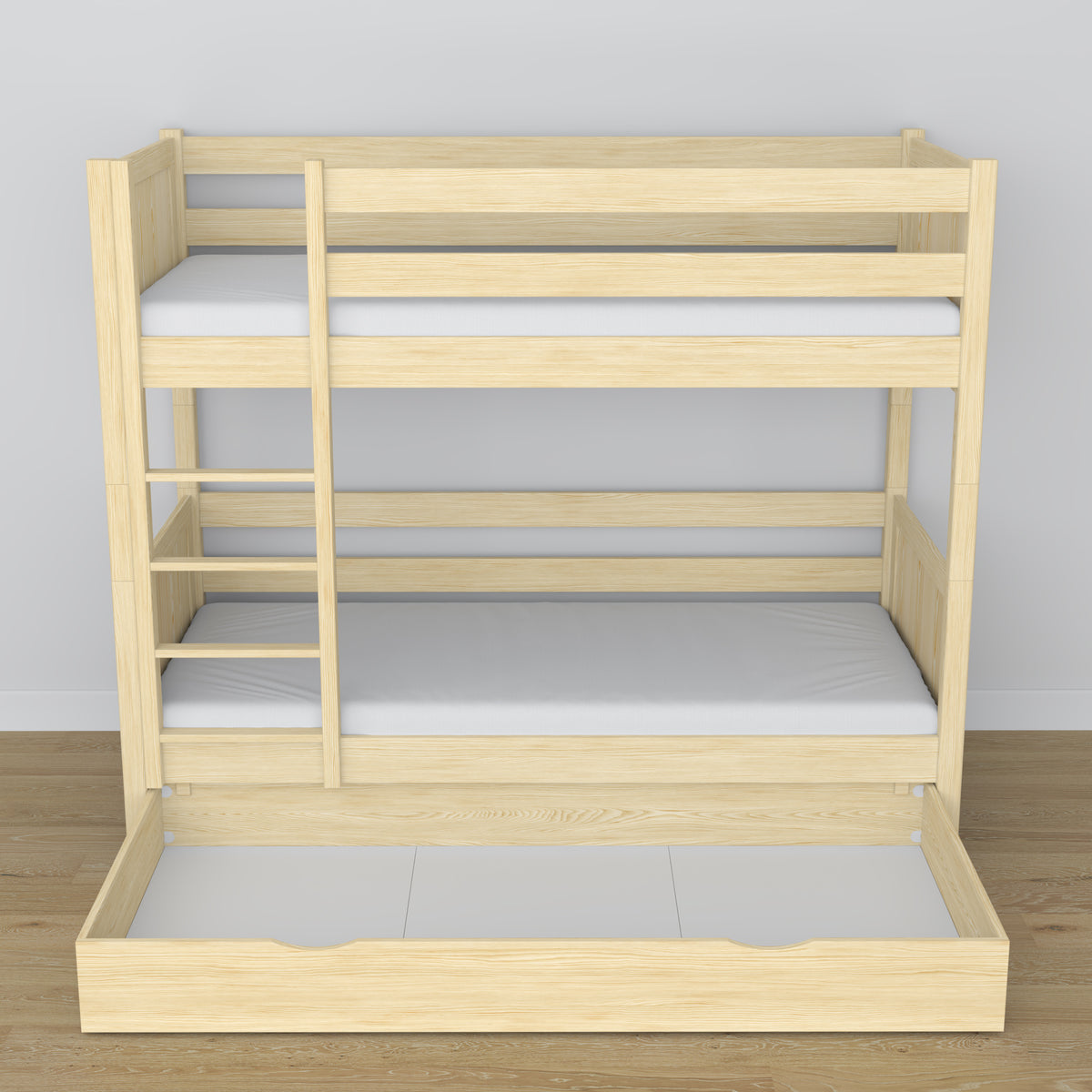 Clear Pine Wooden Bunk Bed – Ladder and Joint Details, Children’s Room