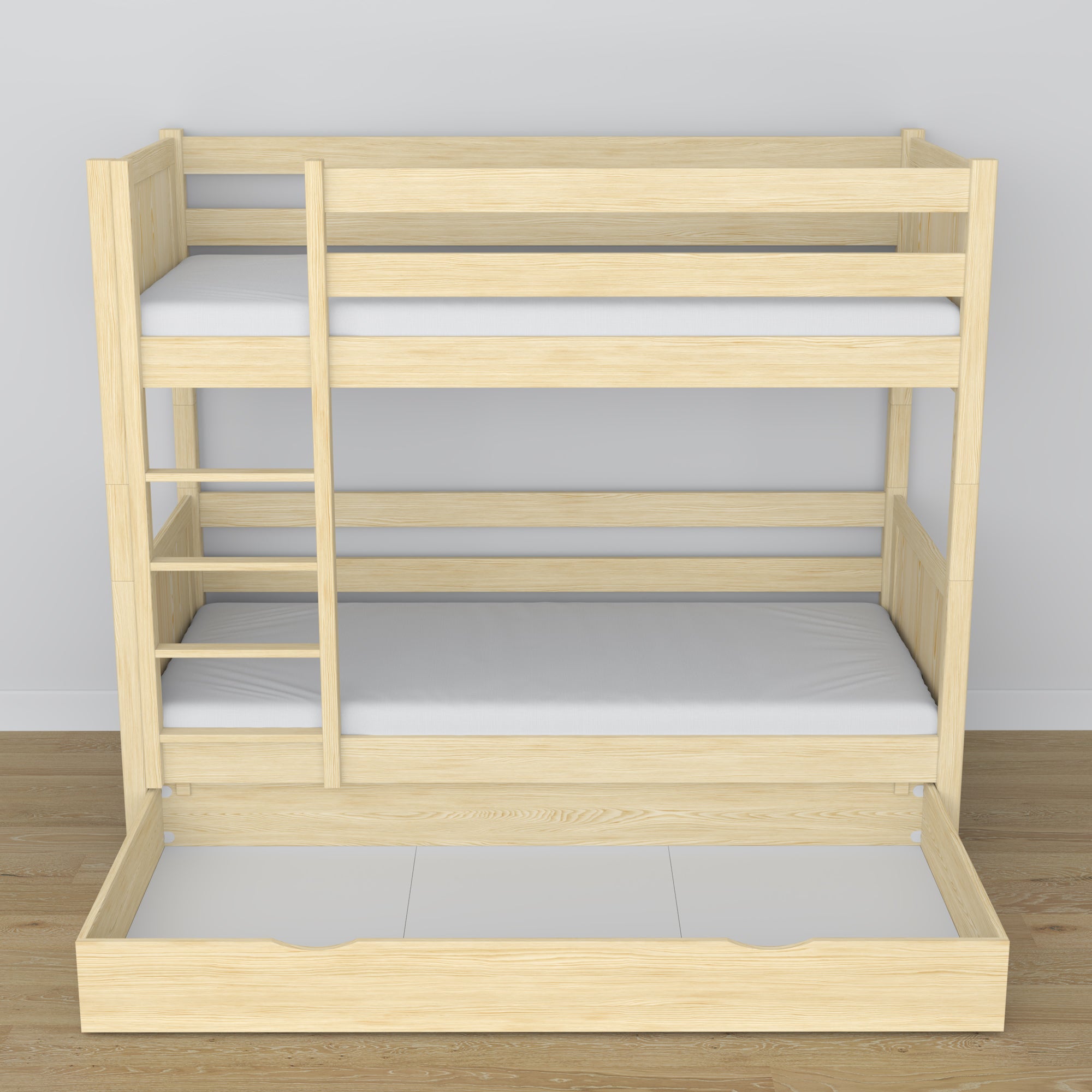 Clear Pine Wooden Bunk Bed – Ladder and Joint Details, Children’s Room