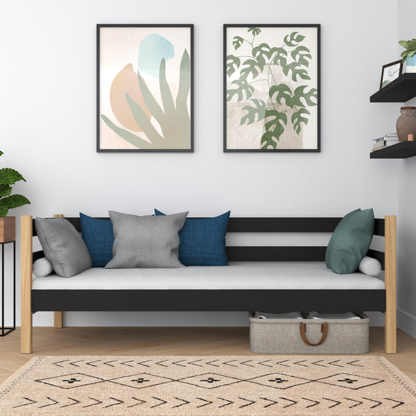 Sofa bed wooden black-oak – children’s room, Scandinavian style Nizio