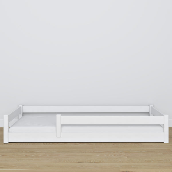 Low Bed White – Wooden Headboard, Close-up of Wood Quality