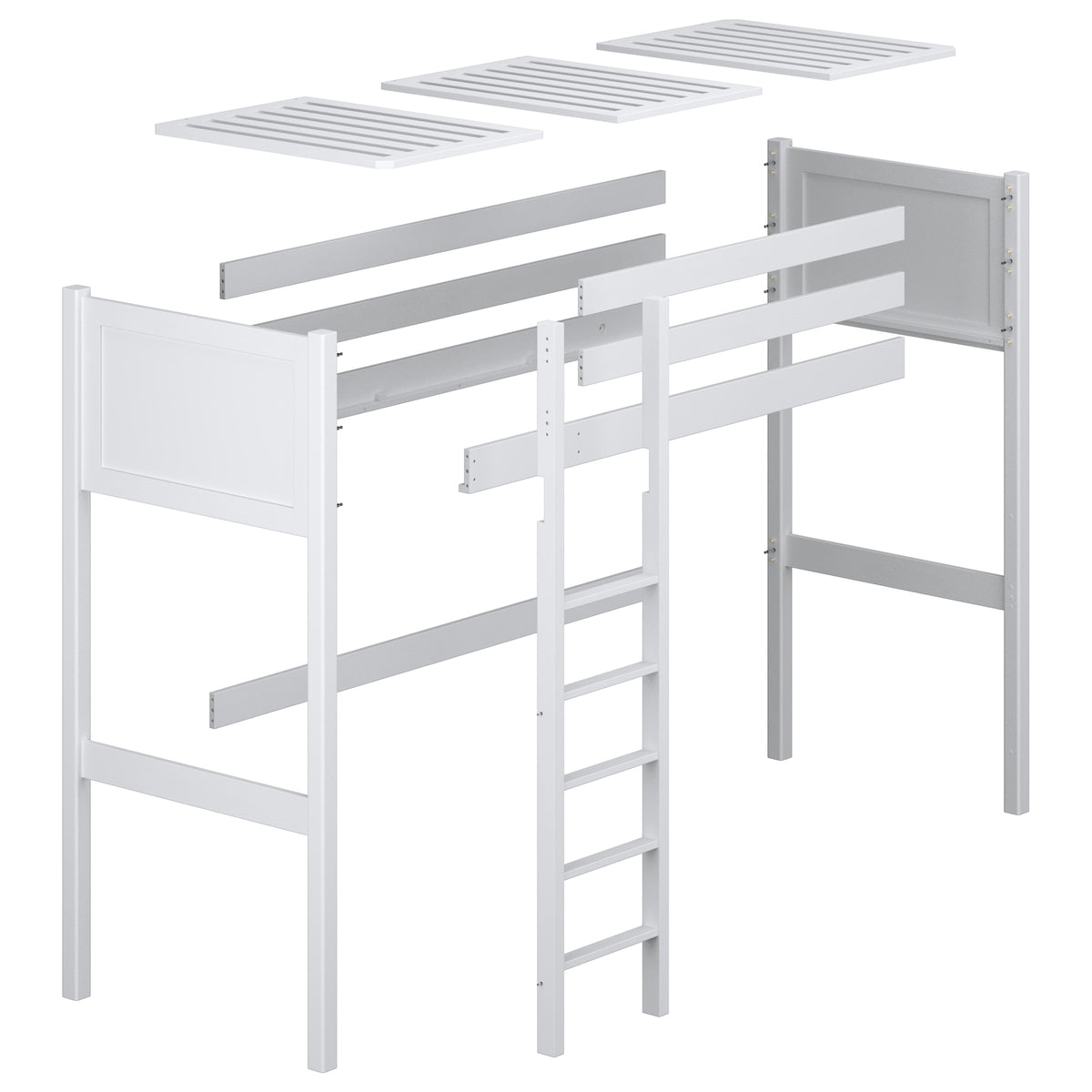 Loft bed clear pine wooden – dimensions and diagram, Nizio