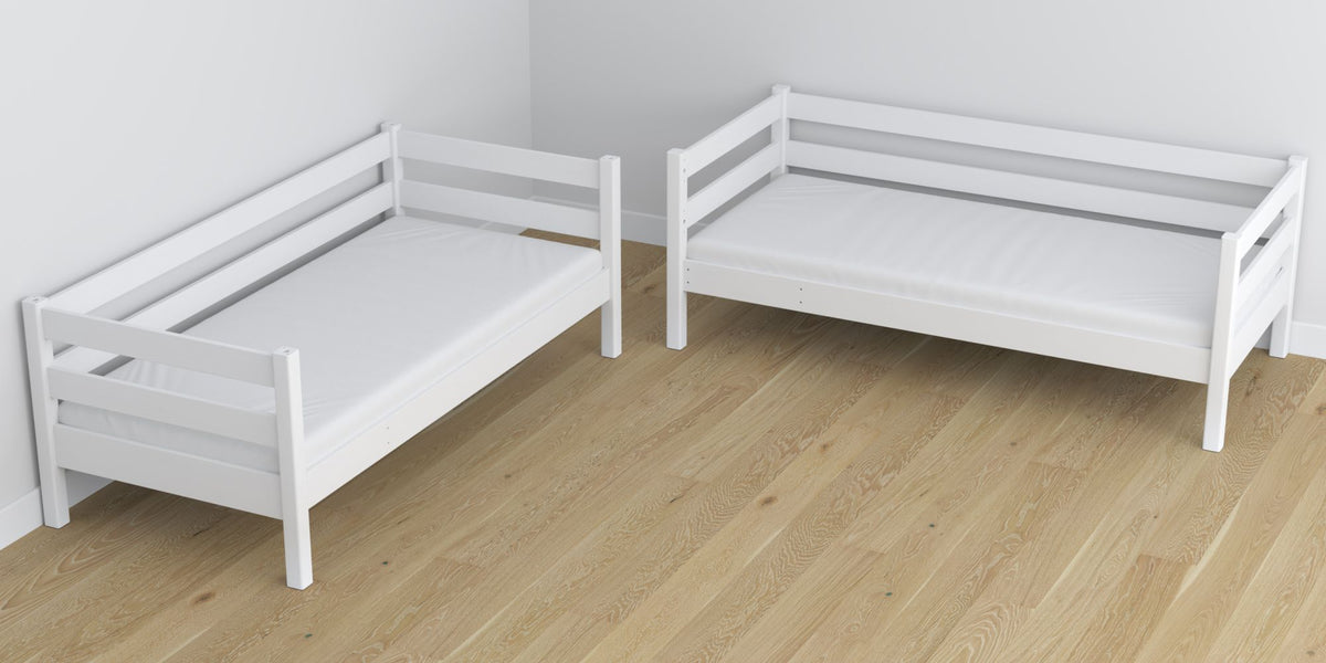 White bunk bed N01 – lower bunk with mattress