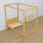 Natural pine canopy bed in a child’s room – scandi arrangement