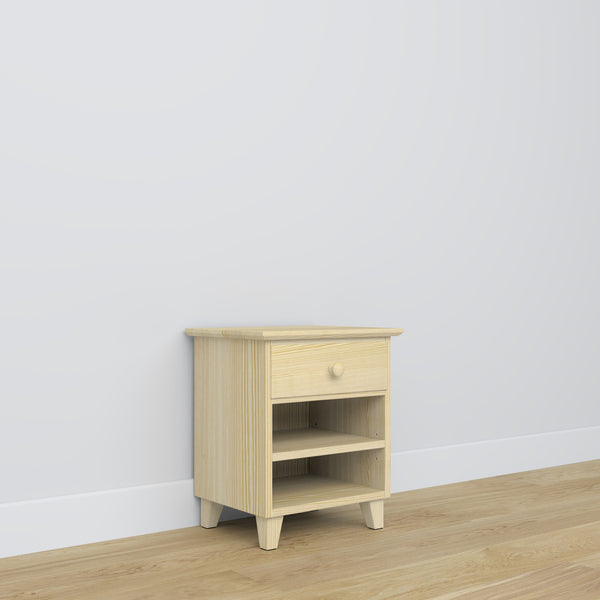 Bedside table N02 clear pine – pine, front view, Nizio Home