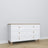 Chest of drawers 6S white with oak – wooden, closed drawers, front view, Nizio
