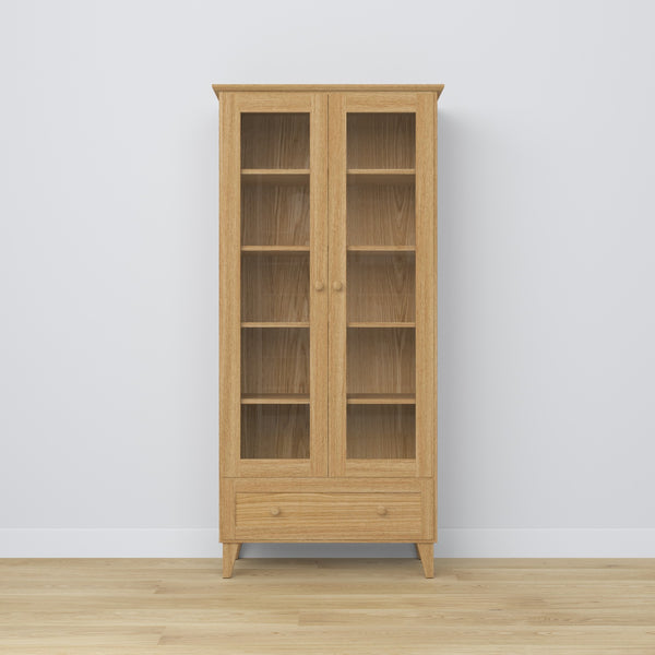 Display cabinet with drawer oak natural oak 90 cm – living room, Scandinavian style Nizio