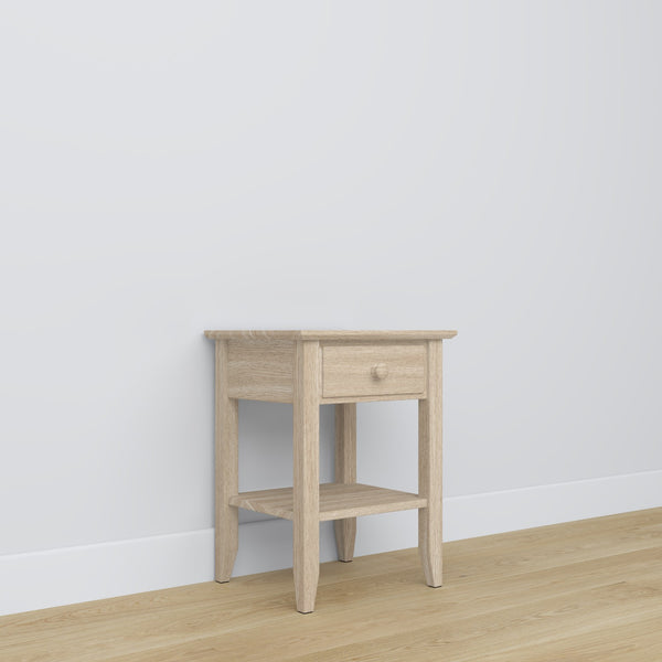 Bedside table N01 oak bleached oak – open drawer, bedside storage compartment