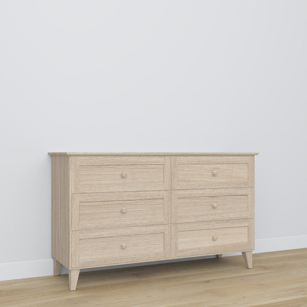 Chest of drawers 6S bleached oak – oak, closed drawers, front view, Nizio