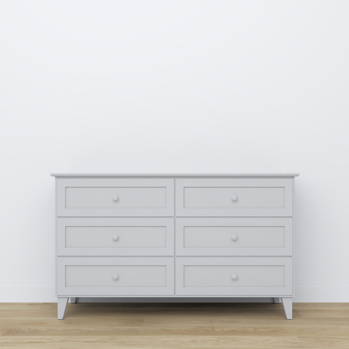 Chest of drawers 6S grey wooden – side view, depth and profile
