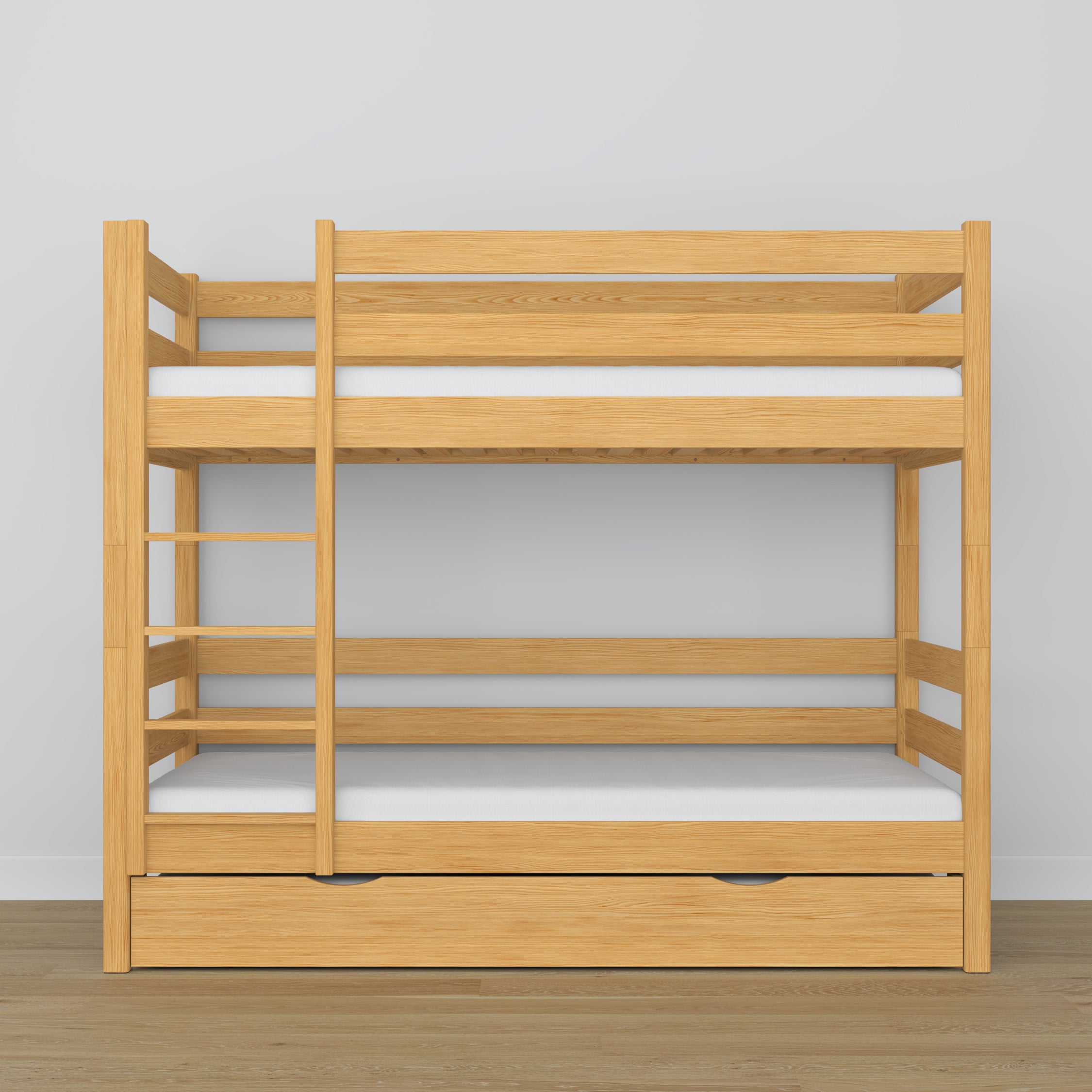 Natural Pine Wooden Bunk Bed – Interior of Mattress Drawer, Children’s Room