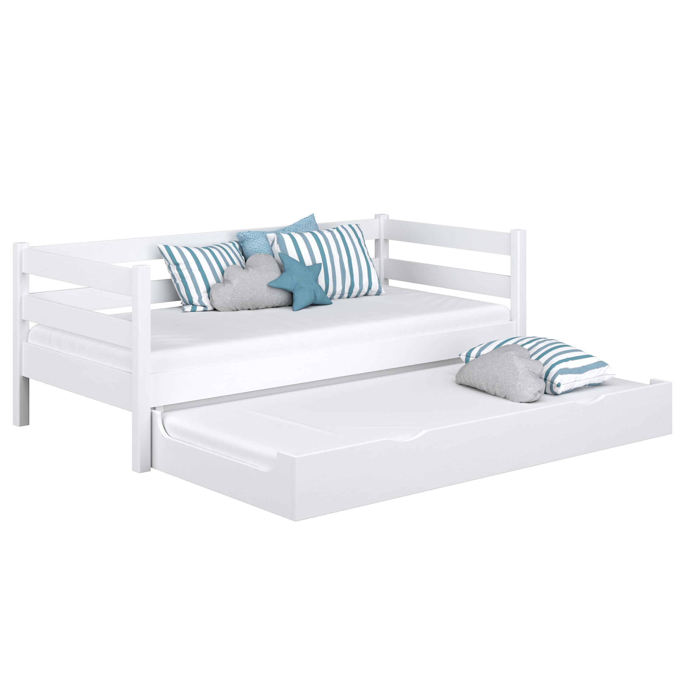 sofa bed with mattress drawer N01 wooden in custom RAL/NCS colour – solid wood, Nizio