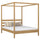 Oak canopy double bed N01 natural oak – overall view, solid oak wood