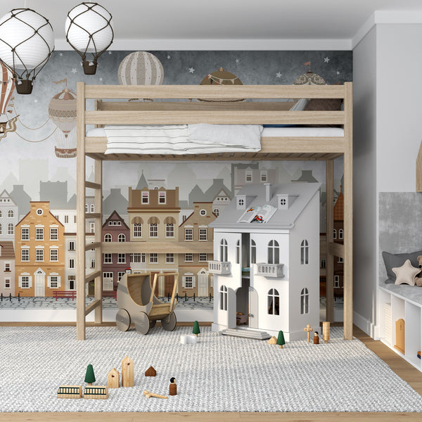 Bleached Oak Loft Bed – Children’s Room, Solid Wood, Scandi Style