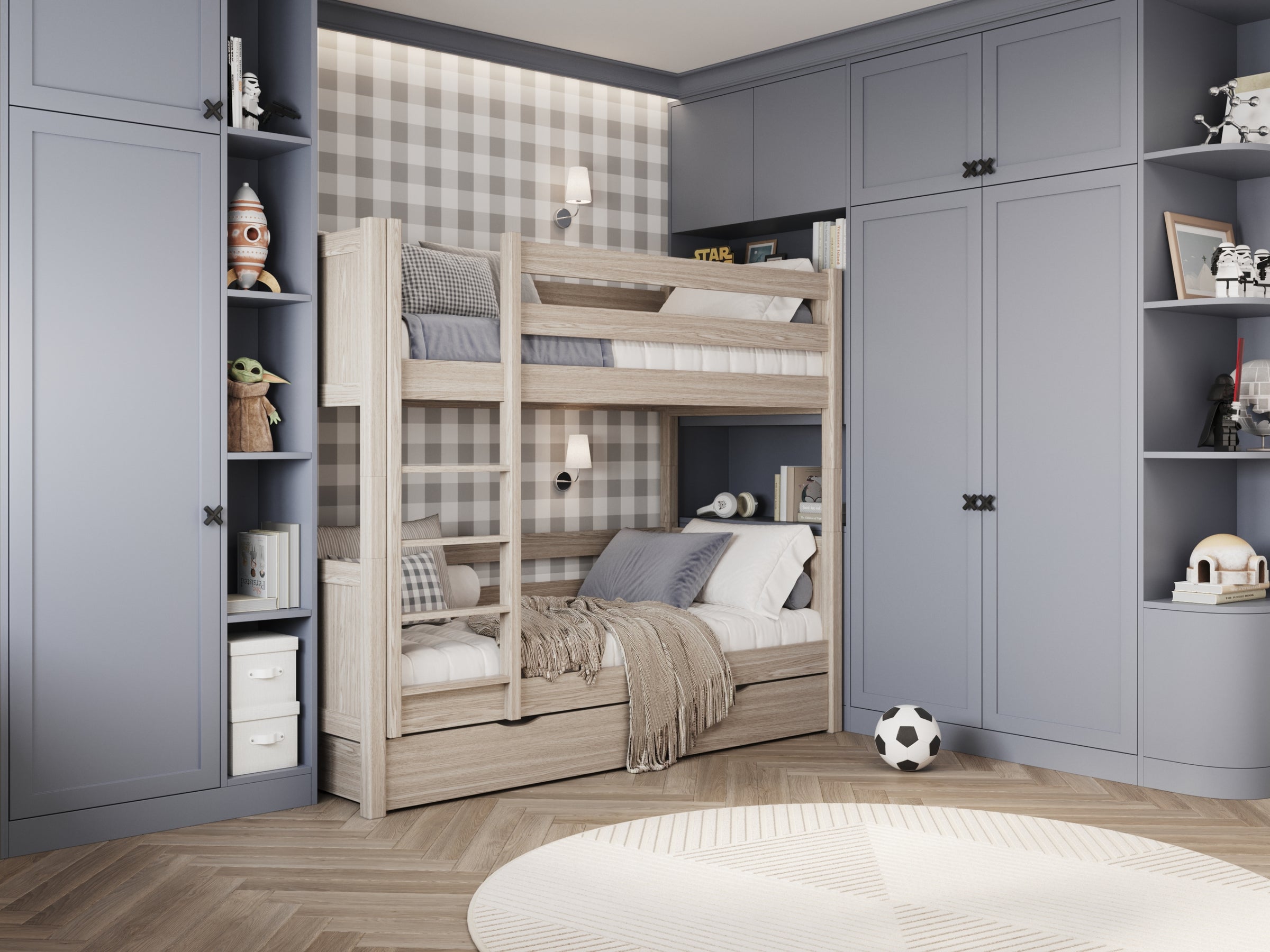 Oak Bunk Bed Bleached Oak – Open Drawer, Spacious Storage Under the Bed