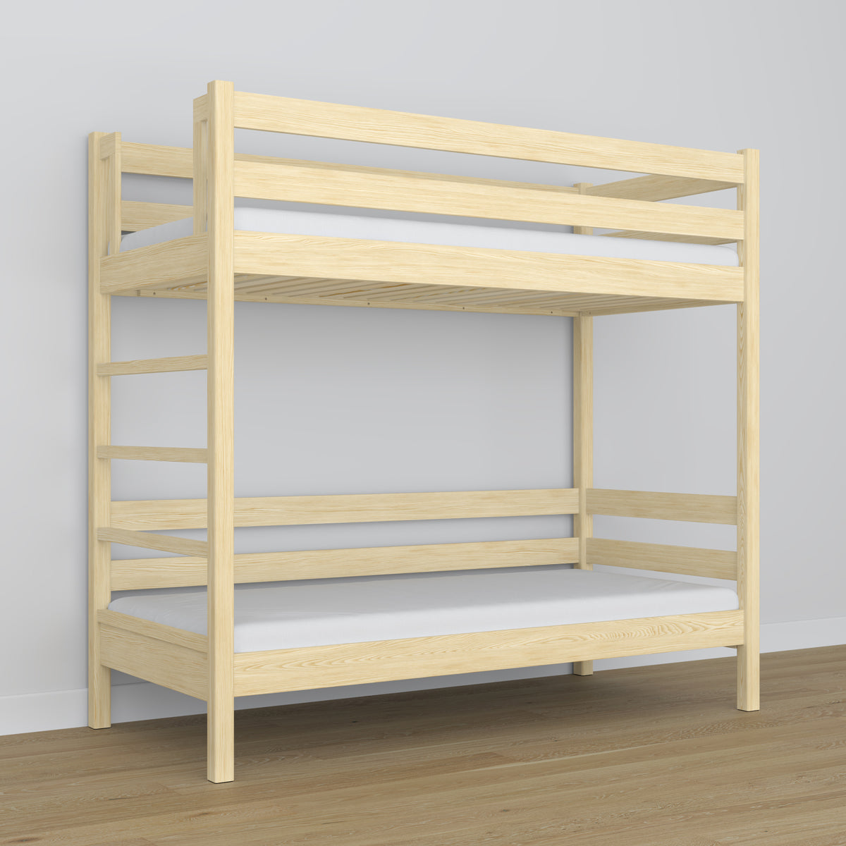 Clear Pine Wooden Bunk Bed – Close-up of Joints and Wood Details