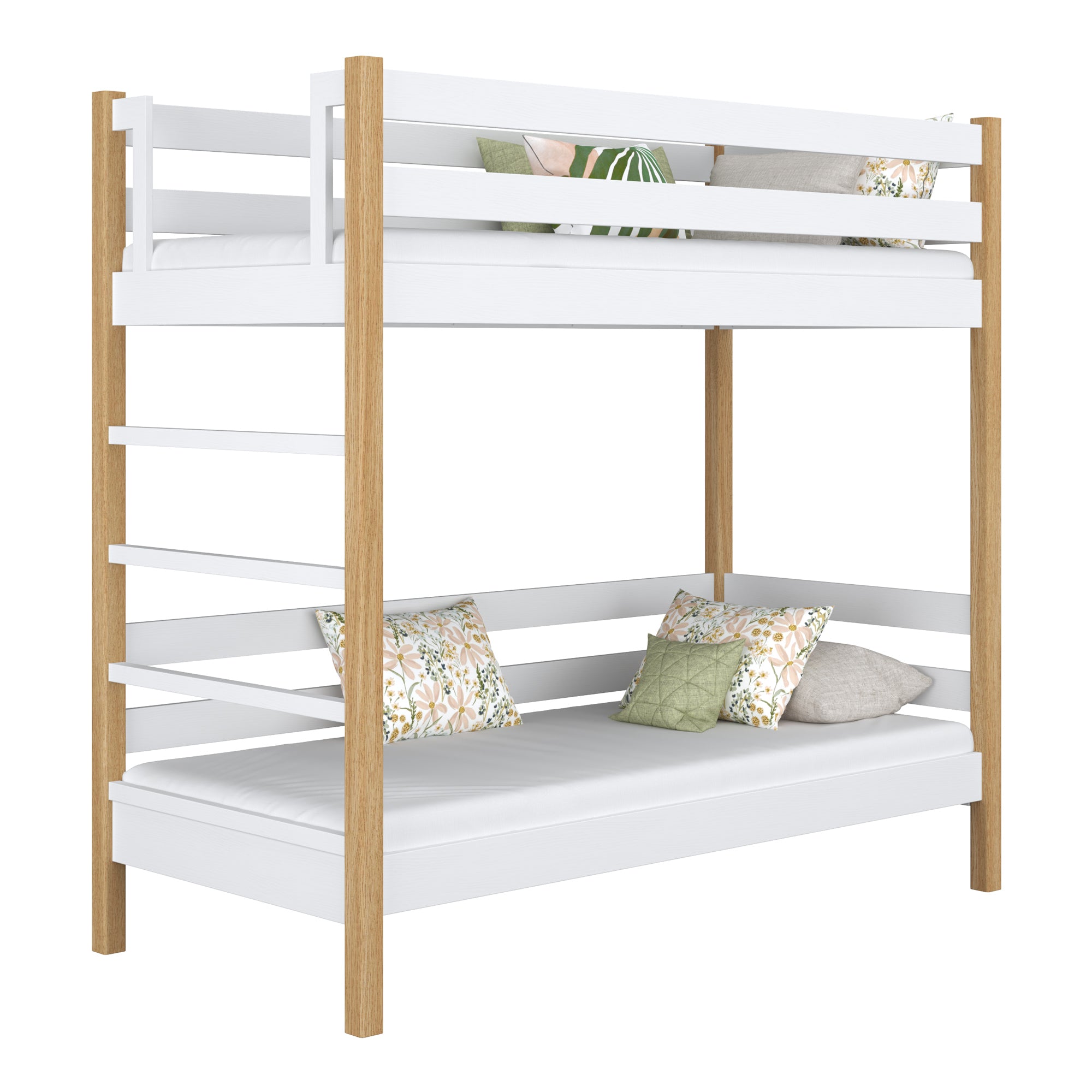 White and Oak Bunk Bed in Children’s Room – Scandi Arrangement, Wooden