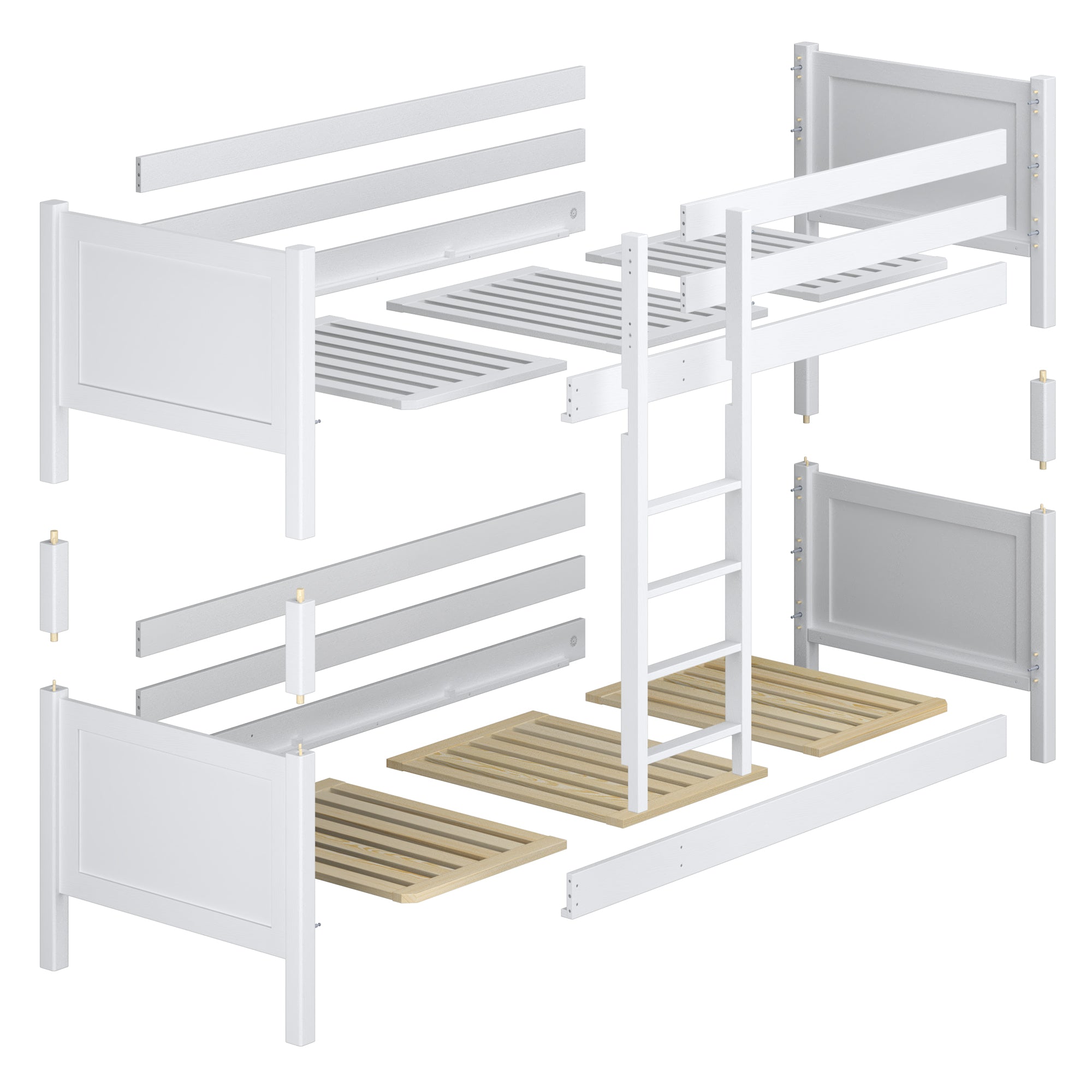 Bleached Oak Bunk Bed – Oak Joinery Joints, Close-up, Nizio Home