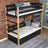 Black and Oak Bunk Bed for Children – Two Sleeping Areas and Drawer, Wooden