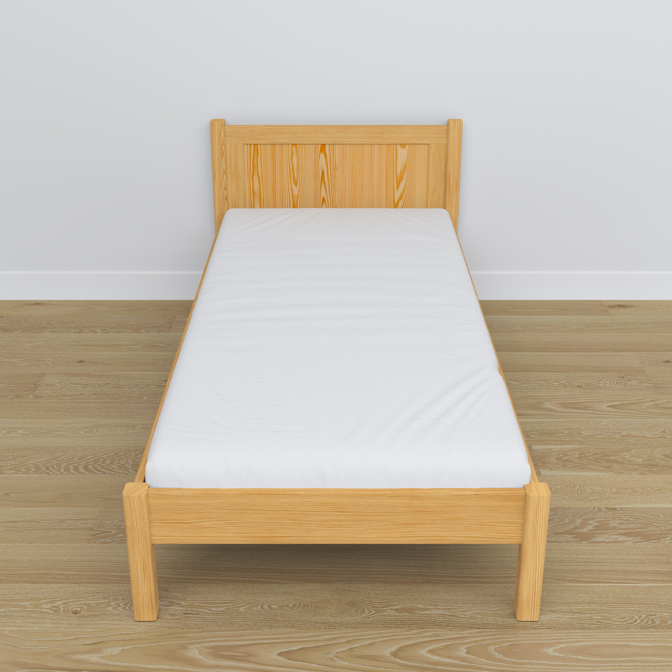 Single wooden bed natural pine – details of joints and wood, Nizio Home