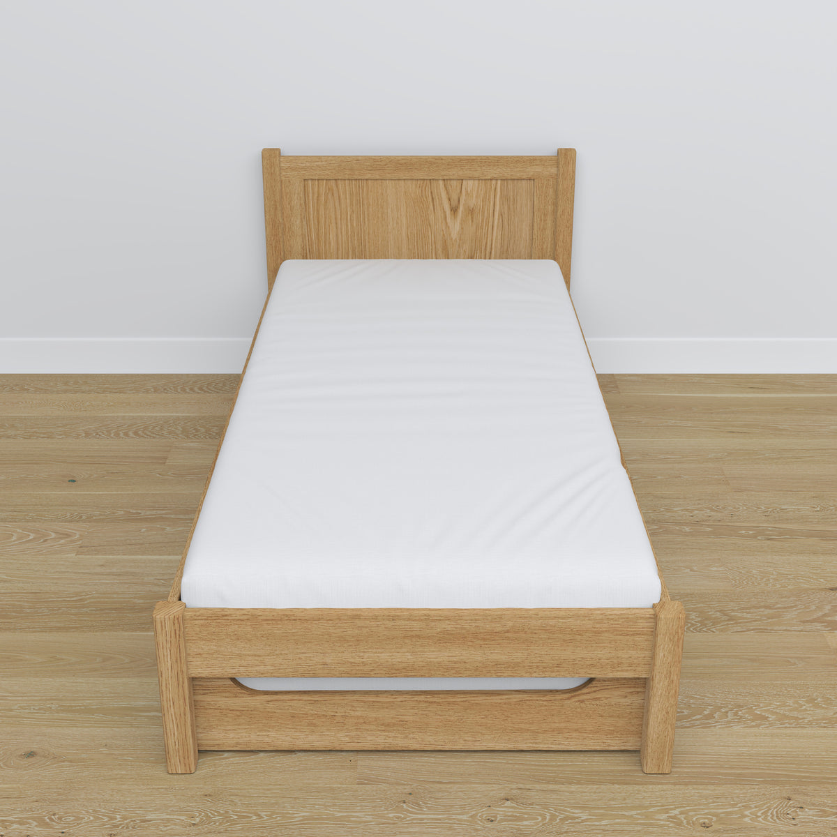 Natural Oak Bed – Mattress Drawer, Oak Details, Nizio Home