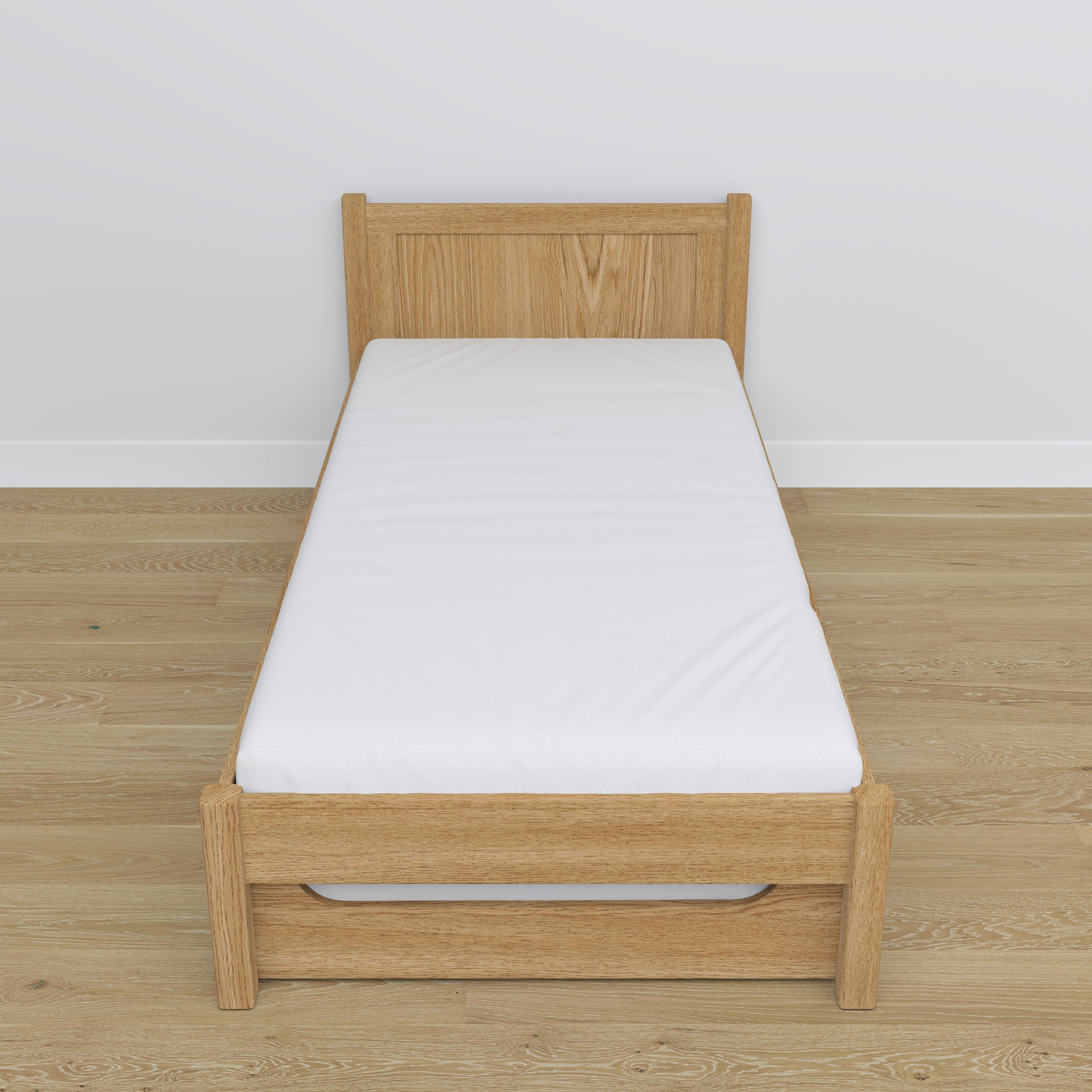 Natural Oak Bed – Mattress Drawer, Oak Details, Nizio Home