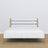 Wooden double bed white and oak – side view, proportions and shape, bedroom