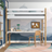 Loft bed white/oak with desk – study space under the sleeping area, wooden