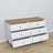 Chest of drawers 6S wooden white with oak – open drawers, spacious storage compartments
