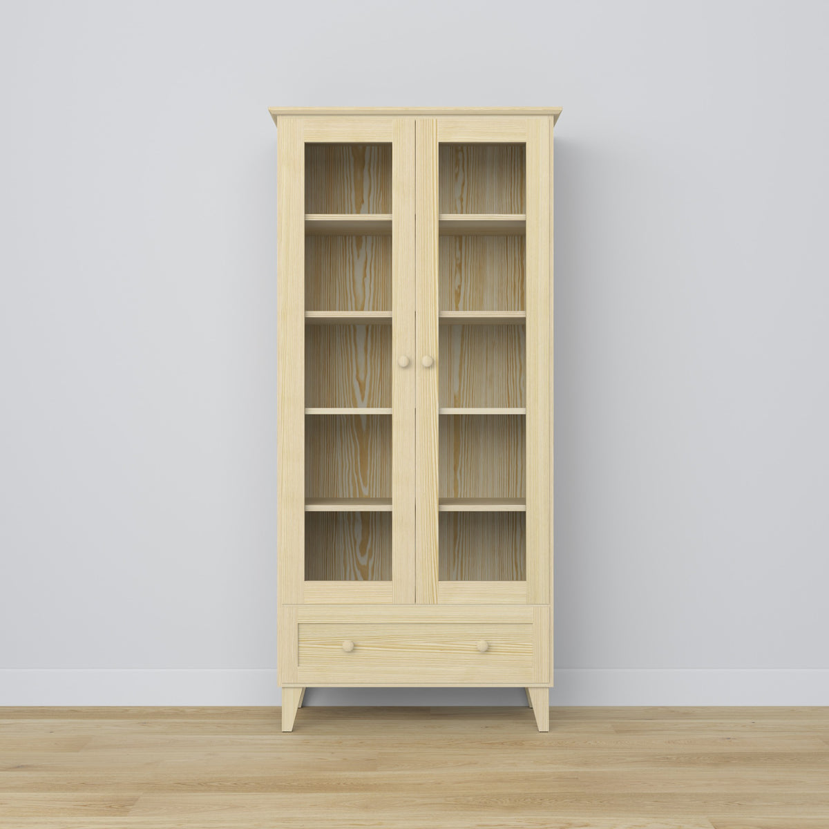 Display cabinet with drawer pine clear pine 90 cm – living room, Scandinavian style Nizio