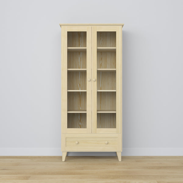 Display cabinet with drawer pine clear pine 90 cm – living room, Scandinavian style Nizio