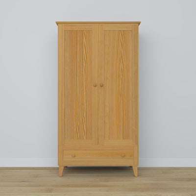 2-door wardrobe with drawer pine natural pine – bedroom, Scandinavian style