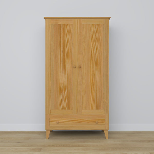 2-door wardrobe with drawer pine natural pine – bedroom, Scandinavian style