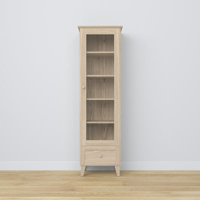 Display cabinet with drawer oak bleached oak 57 cm – living room, Scandinavian style Nizio